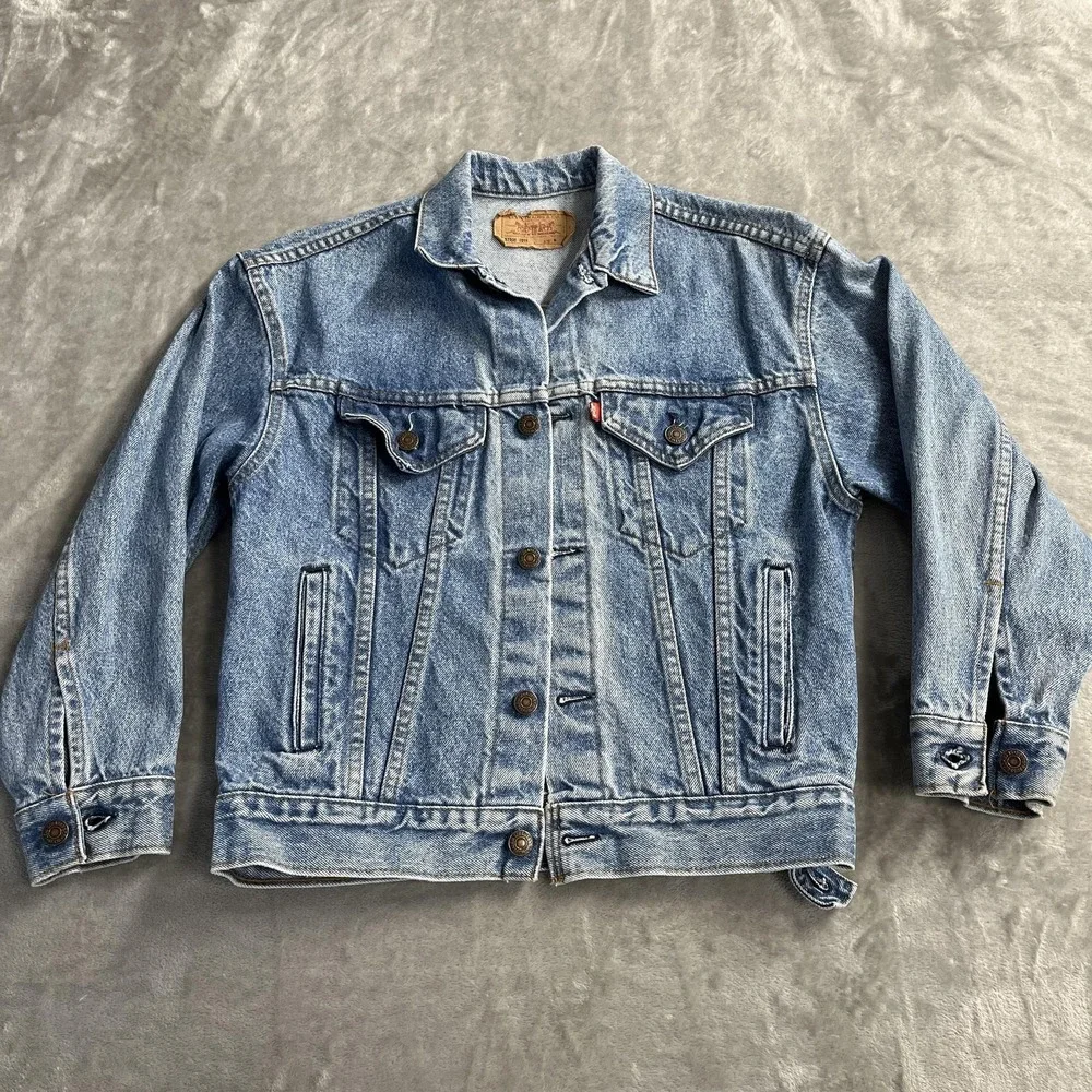 Vintage‎ Levi's Jacket Boys Medium Blue Denim Trucker Biker 57508 0214 USA